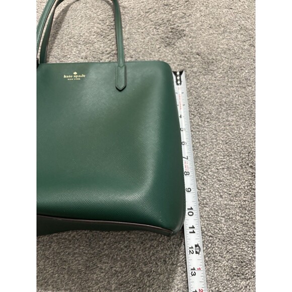 Kate Spade Brynn Tote Large Shoulder Bag Jade Green Saffiano Bow Charm Zip Top - Picture 2 of 12